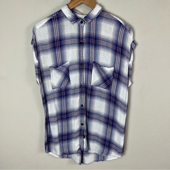 Rails White Plaid Flannel Sleeveless Button Down Shirt Women's Size Extra Small‎ - Picture 6 of 16